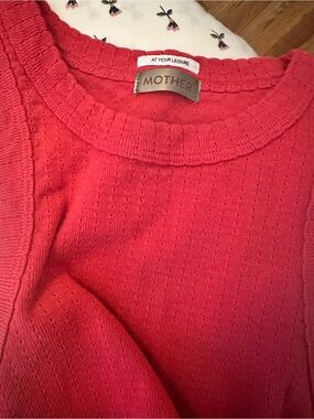 MOTHER Coral-Red Textured chin up tank top